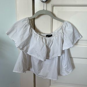 White Off the Shoulder Cropped Top